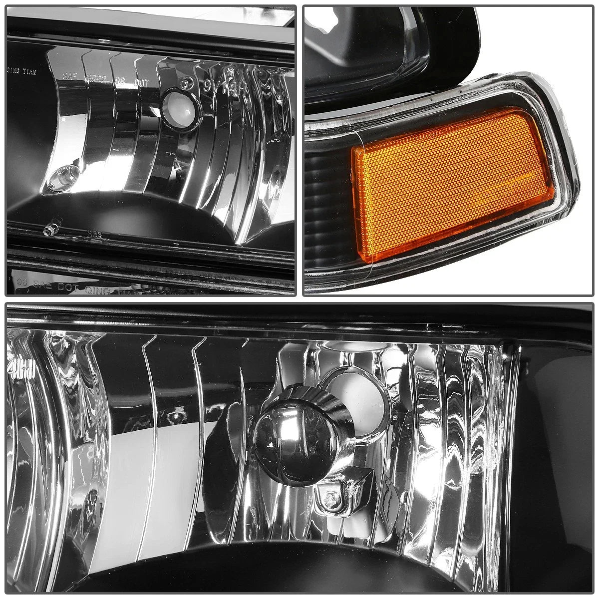 Set of 2 Black/Amber Corner Headlight Signal Bumper Lamps for Chevy Blazer S10 (1998–2004)