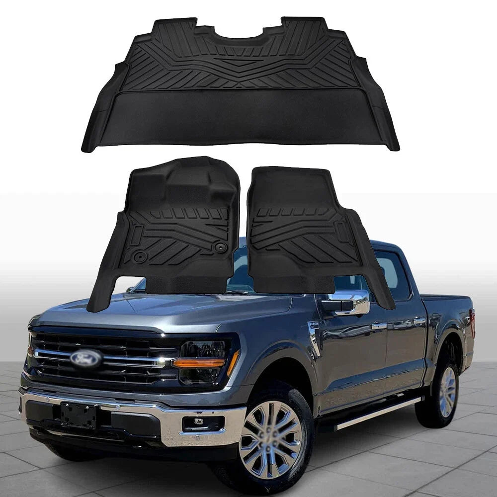 Floor Mats Set of 4 All Weather TPE for Ford F150 Super Crew Cab 2015-2025