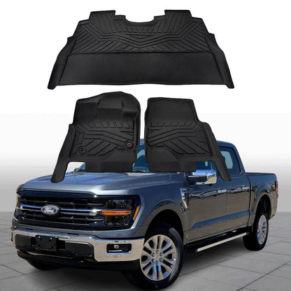 Floor Mats Set of 4 All Weather TPE for Ford F150 Super Crew Cab 2015-2025
