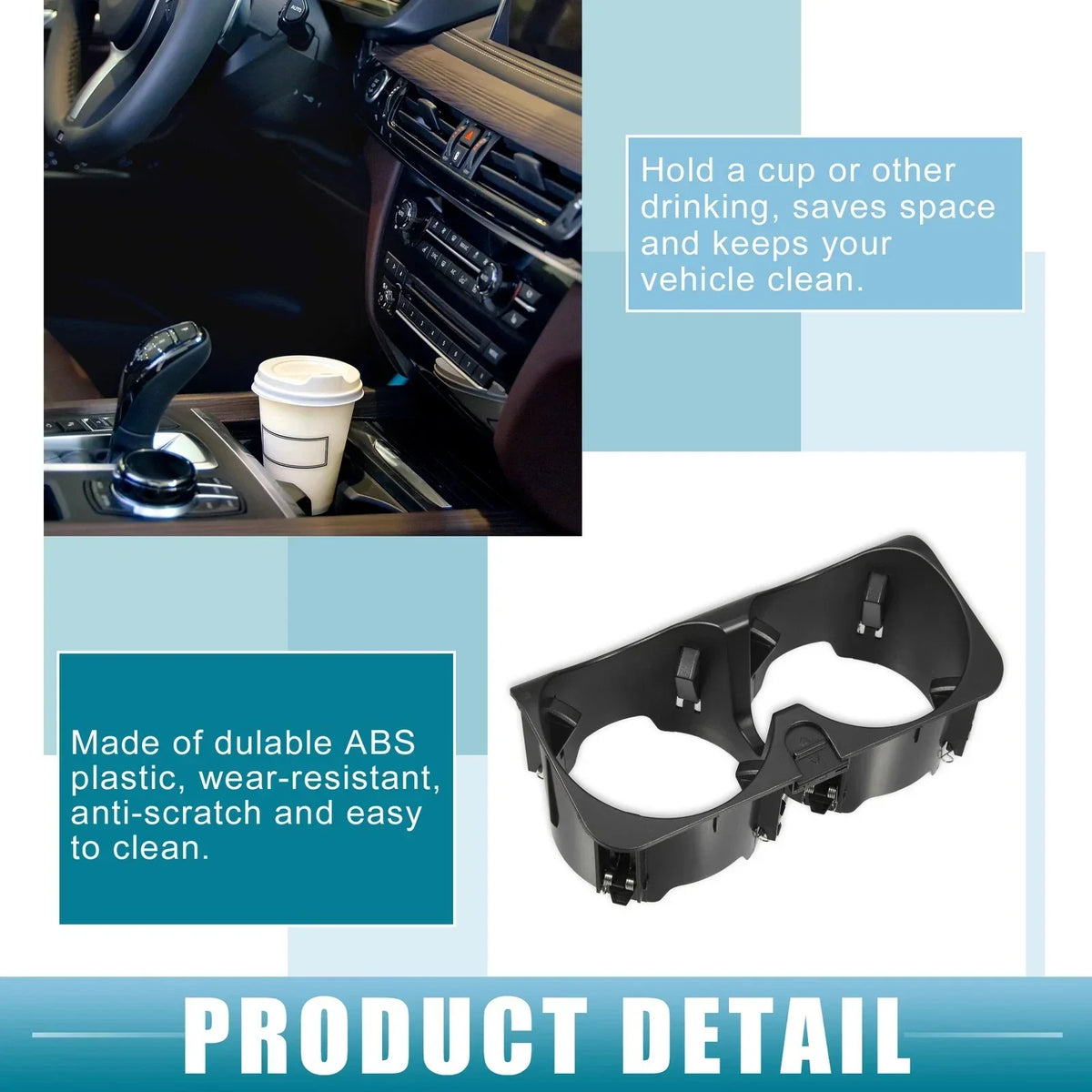 Black Rear Cup Holder Insert for 2009-2012 Mercedes-Benz W221