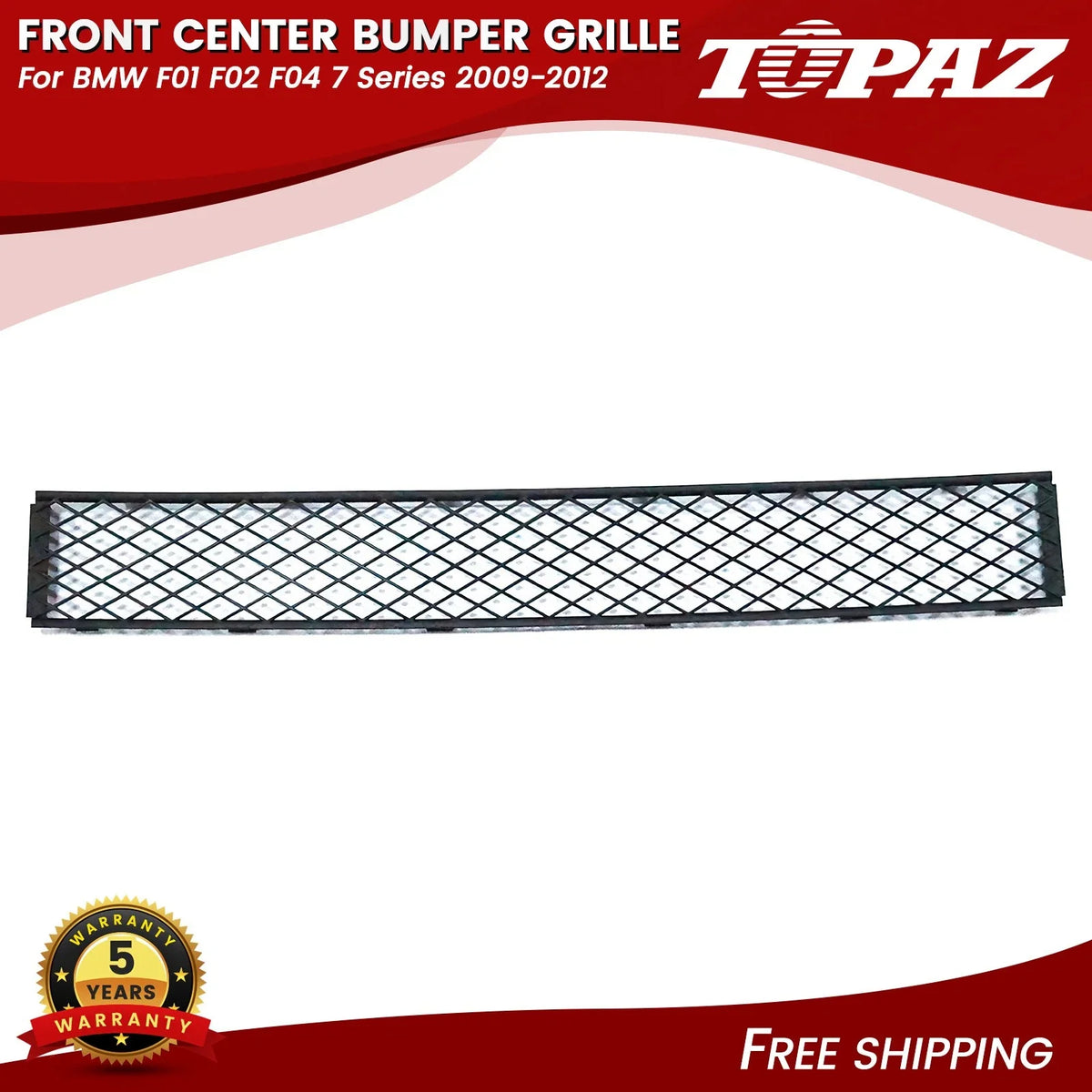 Front Bumper Grille for BMW 7-Series (2009–2012) Black Plastic