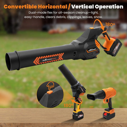 Cordless Leaf Blower 580 CFM 2X 21V Brushless Motor 3 Speed Mode