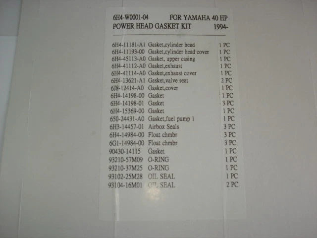 Gasket Set Kit for 3Cyl Yamaha 40HP-50HP (Replaces 6H4-W0001-04-00)