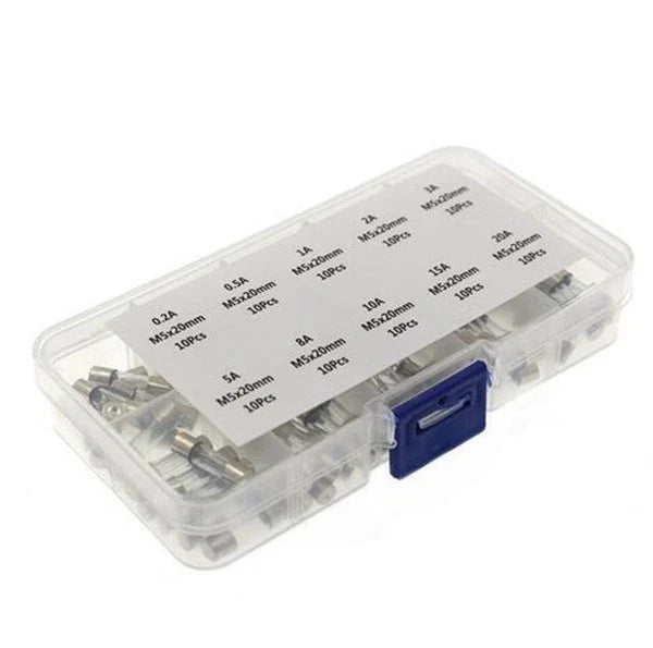 Set of 100 Fast-Blow Glass Tube Fuses
