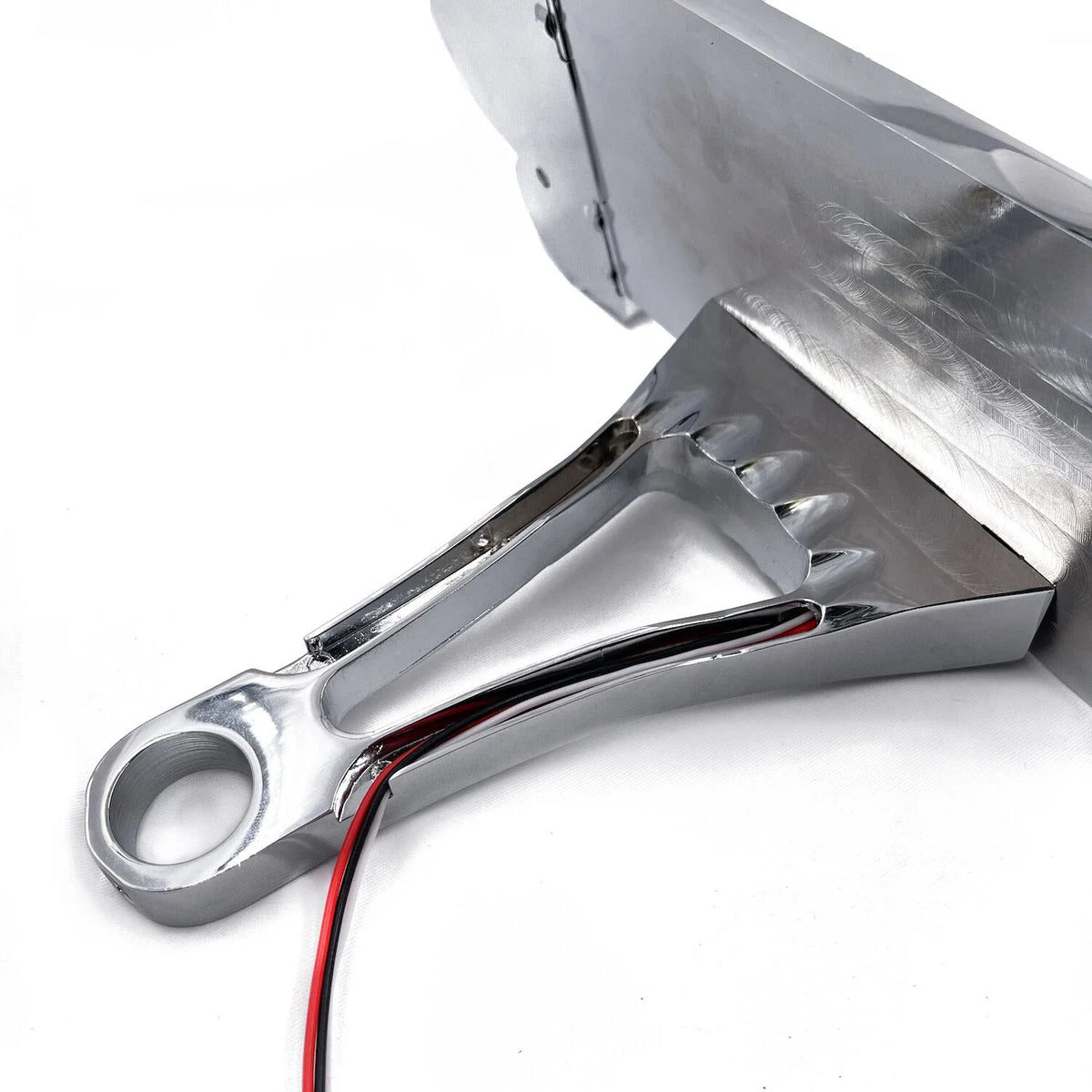 Side Mount Chrome License Plate Frame with LED Skull Brake Light