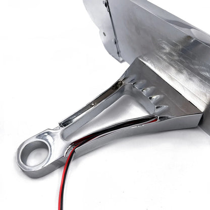 Side Mount Chrome License Plate Frame with LED Skull Brake Light