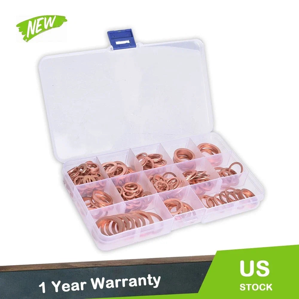 Set of 280 Copper Crush Washers for Various Applications