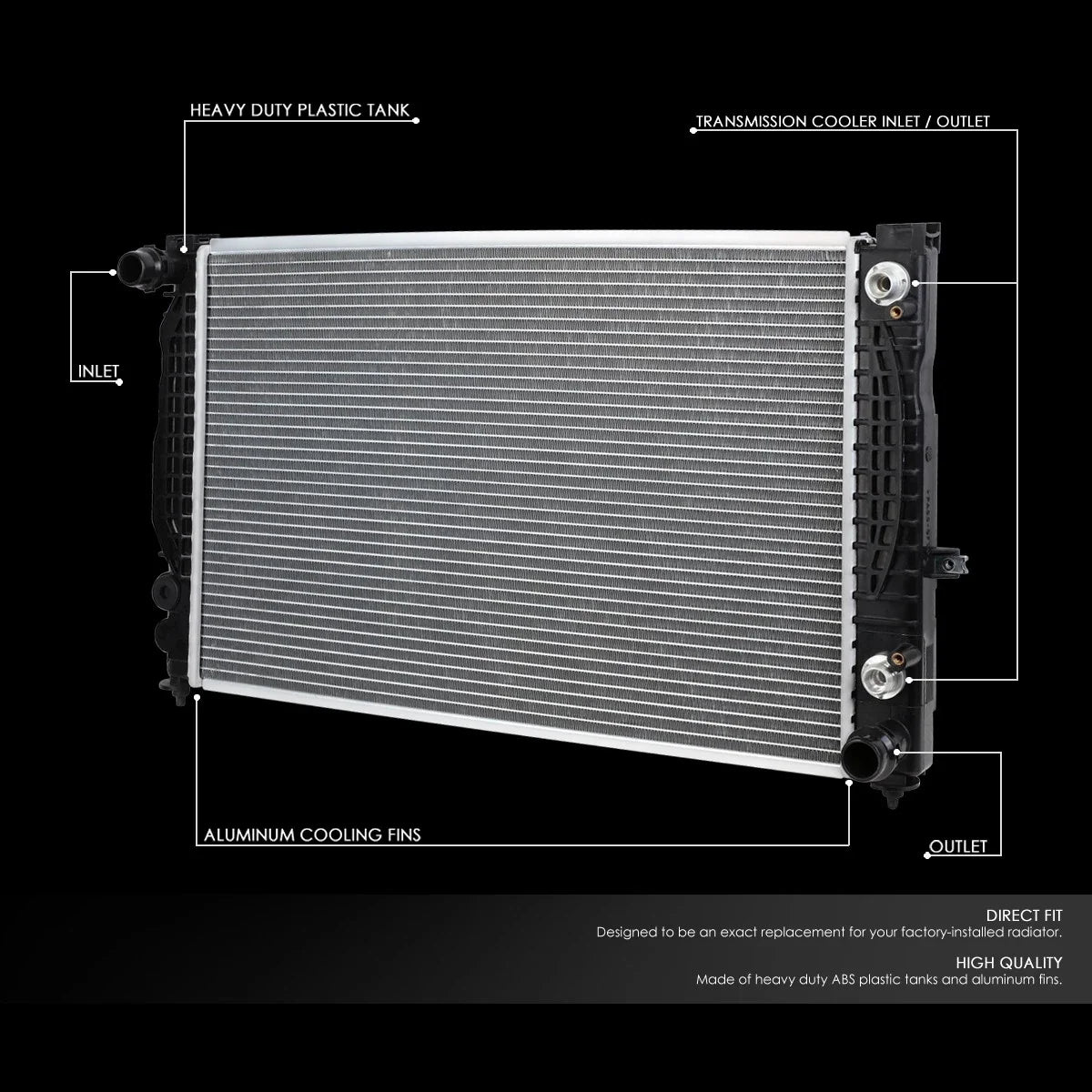 Full Aluminum Core Radiator for Audi A4 1.8T A6 2.8/RS4 S4 2.7 (1996–2002) DPI 2648