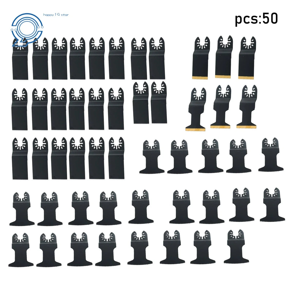 50PCS Titanium Oscillating Tool Blades Set for Oscillating Saw
