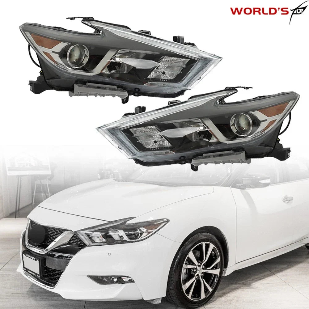 Headlights for Nissan Maxima (2016–2018) Halogen with LED DRL Black