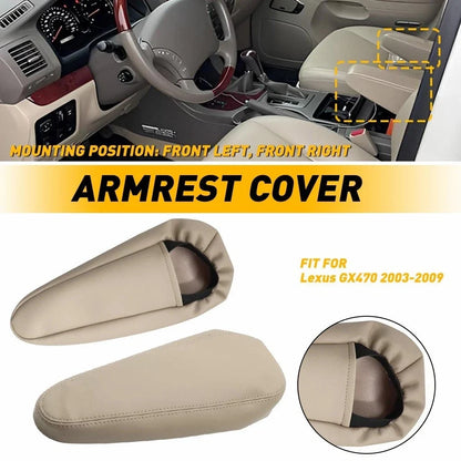 2pcs Leather Seat Armrest Covers for Lexus GX 470 (2003–2009) Ivory Beige