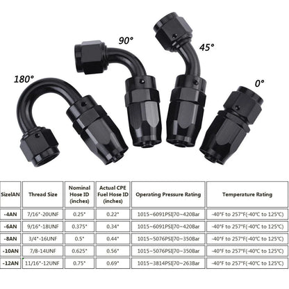 Universal 10ft Black Nylon PTFE Fuel Line Hose Kit 6AN for E85