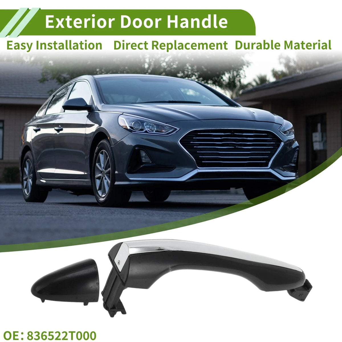 Exterior Door Handle for Hyundai Kia (No. 836522T000) Silver Tone Rear