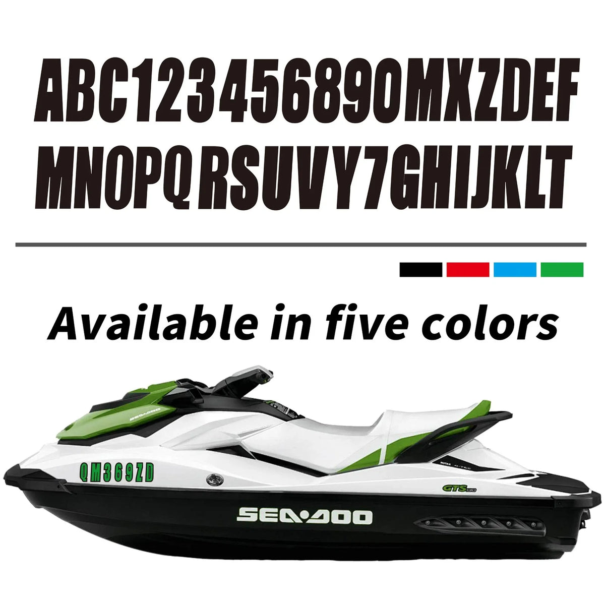 3" Black Alpha-Numeric Registration Identification Numbers Stickers Decals
