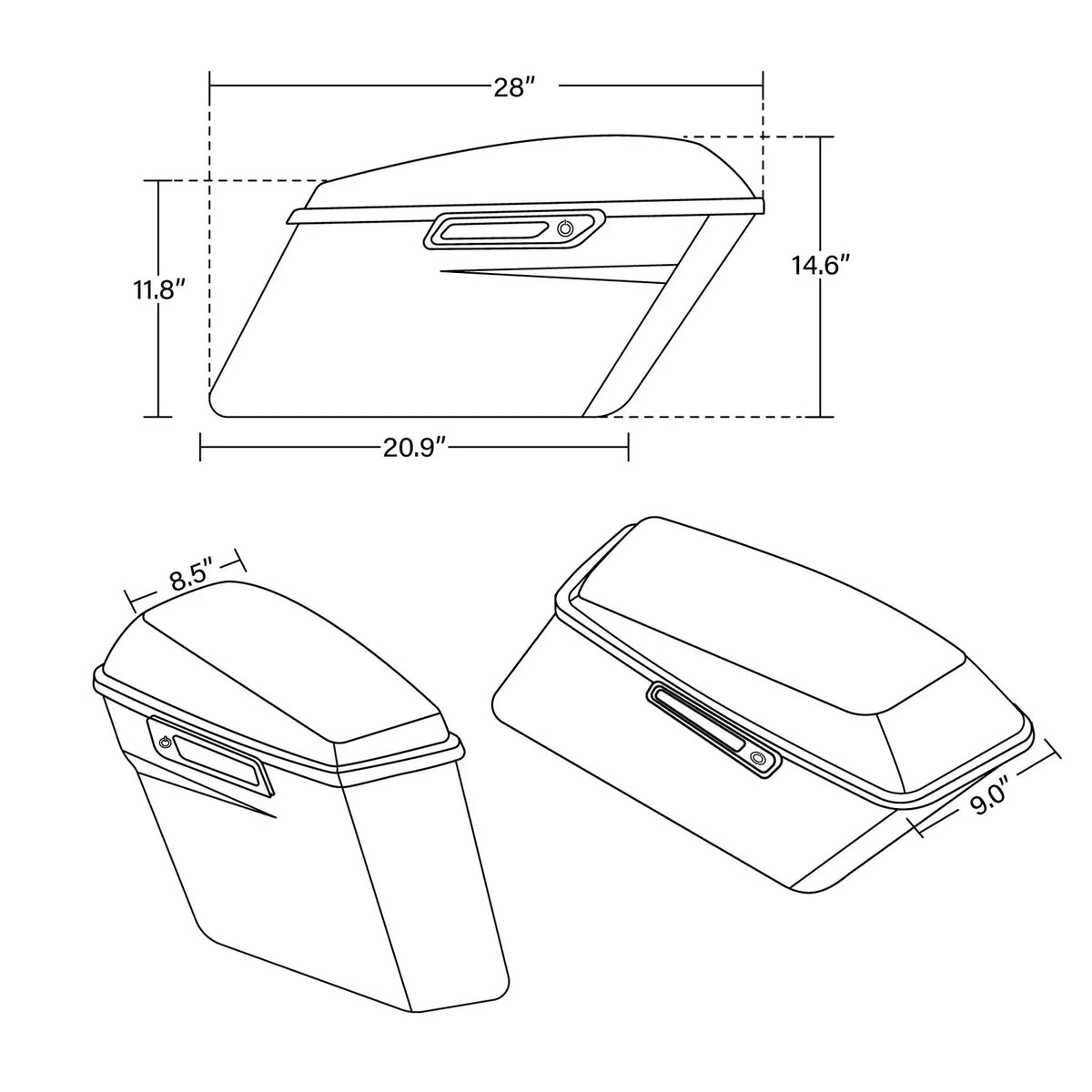 Hard Saddlebags & Chrome Conversion Brackets for Harley Softail (2000–2023)