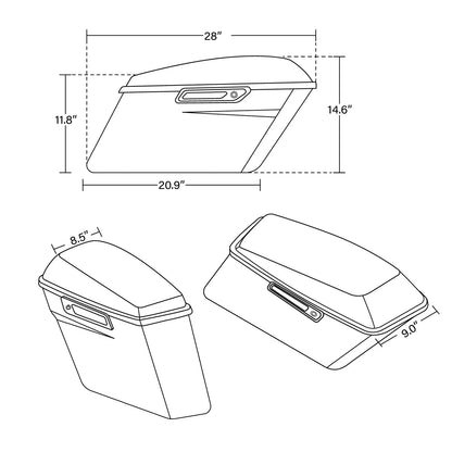 Hard Saddlebags & Chrome Conversion Brackets for Harley Softail (2000–2023)