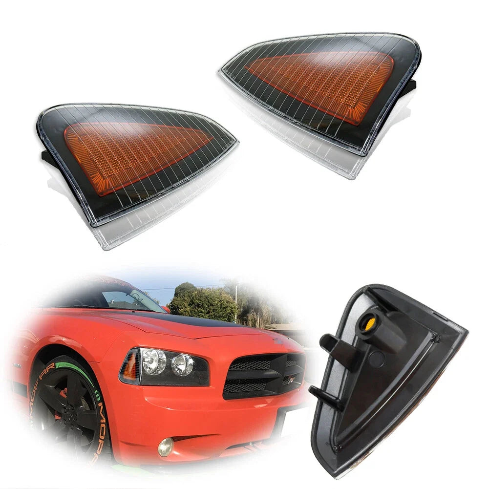 2Pcs Amber Lens Front Side Marker Lights for Dodge Charger (2006–2010)