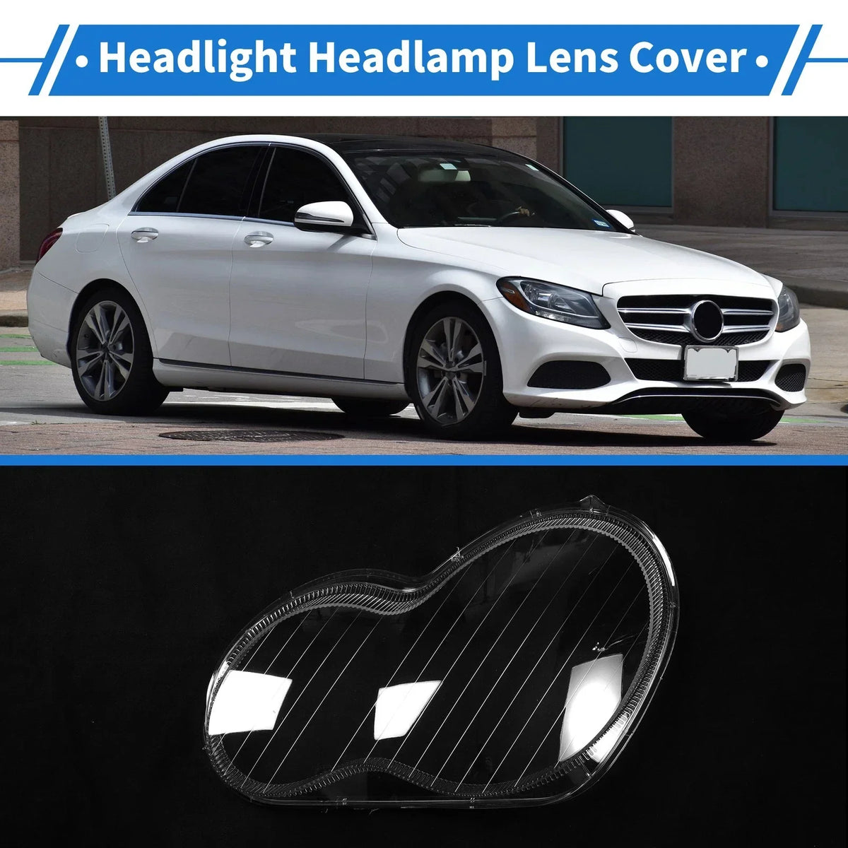 Left Headlight Lens Cover for C-Class Mercedes-Benz (2001-2017)