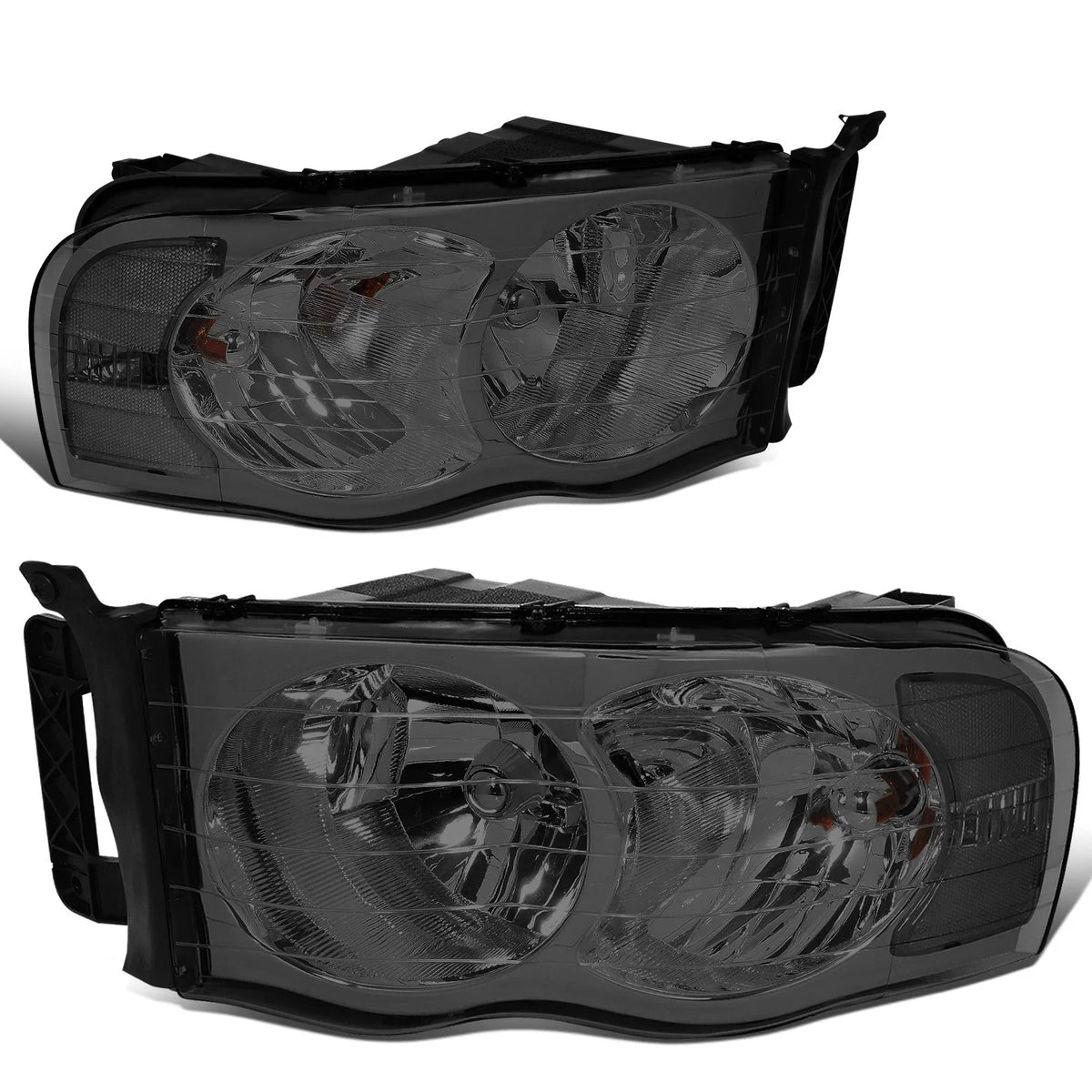 Set of 4 Smoked Housing Headlight, Signal Lamp, LED Fog Light for Ram (2002–2005)