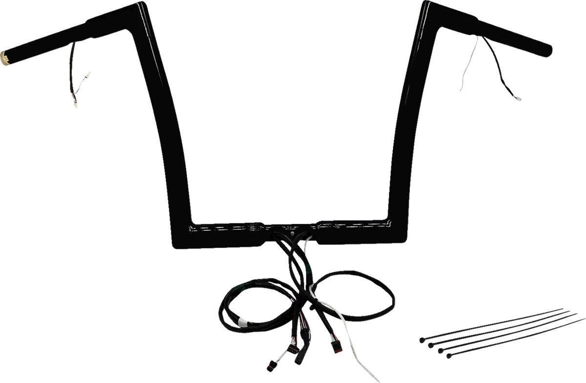 1-1/4" Flat Top Handlebar Kit for Harley Davidson (EZ Install, 12", Black)