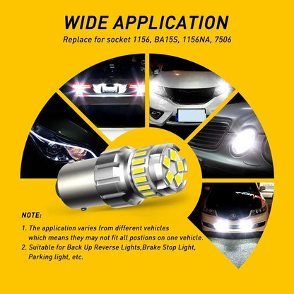 2X White 6500K LED Backup Lights 1156 7506 for Reverse