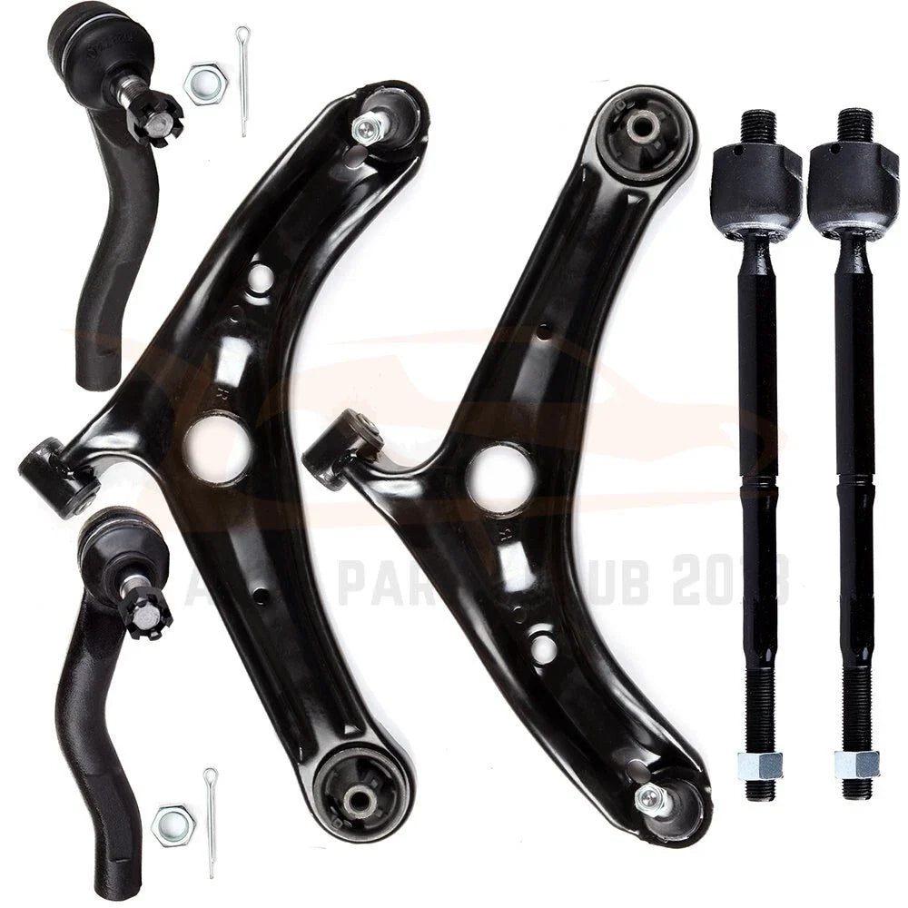 6pc Kit: Lower Control Arms & Tie Rod Ends for 2000-2005 Toyota Echo
