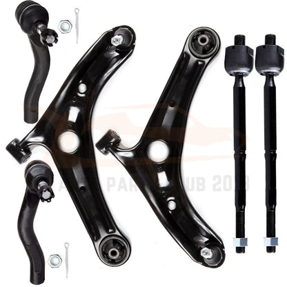 6pc Kit: Lower Control Arms & Tie Rod Ends for 2000-2005 Toyota Echo