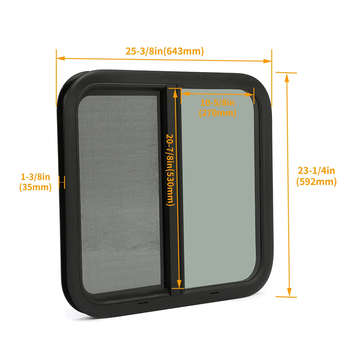 Horizontal Slide Square RV Window with Trim for Cargo Trailer (24" x 22")