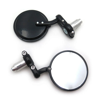 Pair of Black Round 7/8" Side Mirrors for Universal Motorcycles
