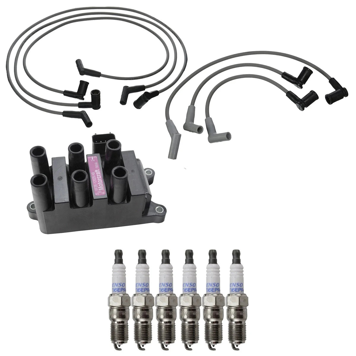 Hitachi Ignition Coils & Denso 6 Iridium Spark Plugs Wire Set for Windstar (1995–2003)