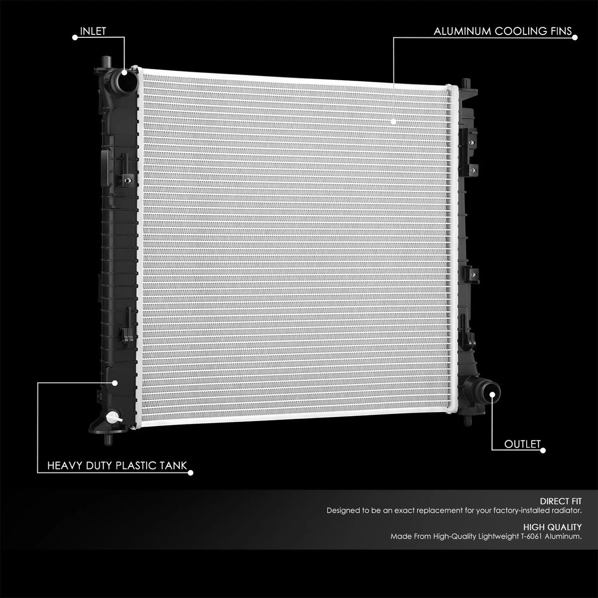 Aluminum Core Radiator for Santa Fe Sorento 1.6L 2.5L Turbo (2019–2025) DPI 13918