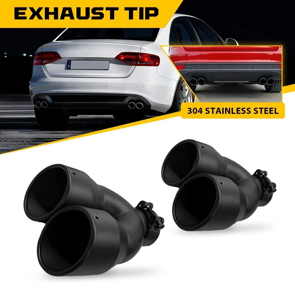 Dual Pipe Exhaust Tips 2X 2.5" OD 8.5" Long with 7" Outlet