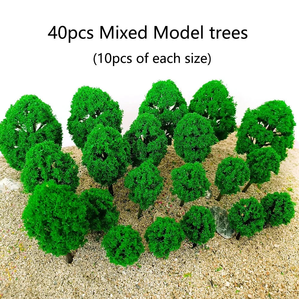 40Pcs Model Trees in Various Sizes for Train and Architecture Scenery