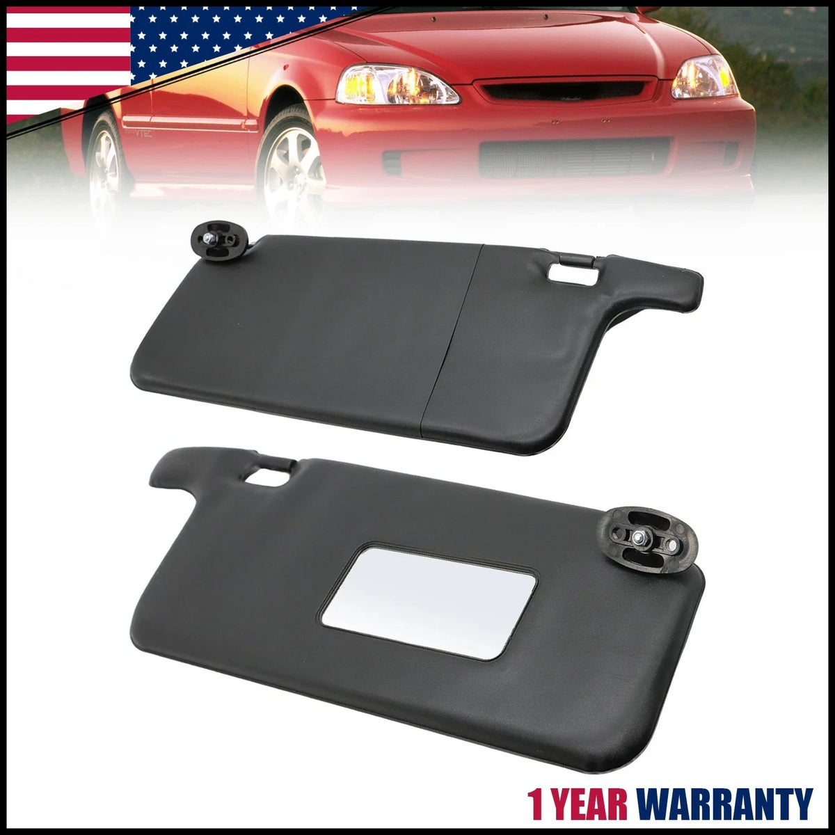 Makeup Mirror Sun Visor Pair for Honda Civic 1996-2001