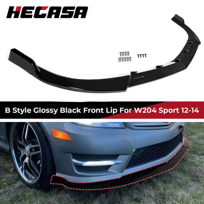 Bumper Lip Splitter Glossy Black for Benz C Class W204 (2012–2014)