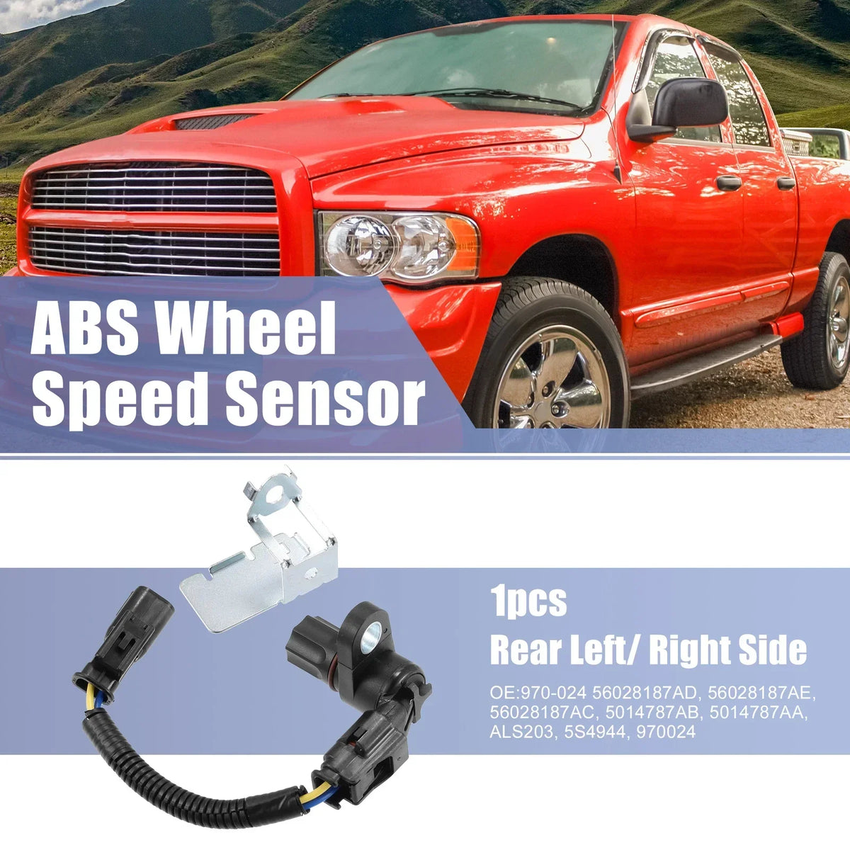 ABS Wheel Speed Sensors (2 x) for 1998-2005 Dodge Ram 1500