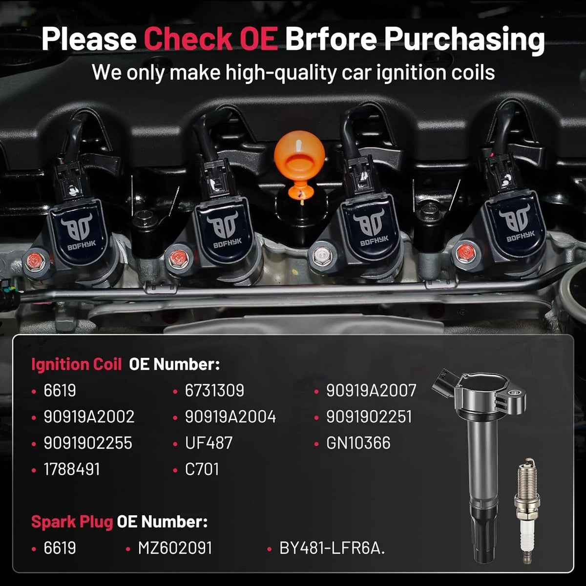 Set of 6 Ignition Coils + Spark Plugs for Toyota Avalon 2.5L, RAV4