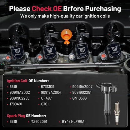 Set of 6 Ignition Coils + Spark Plugs for Toyota Avalon 2.5L, RAV4