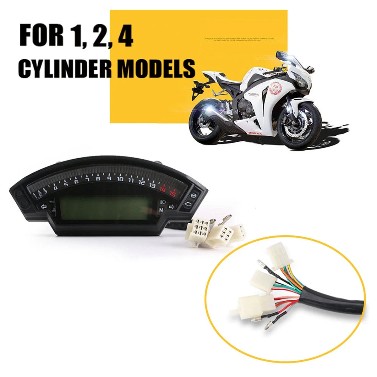 14000RPM Universal Motorcycle Speedometer with Backlight Odometer