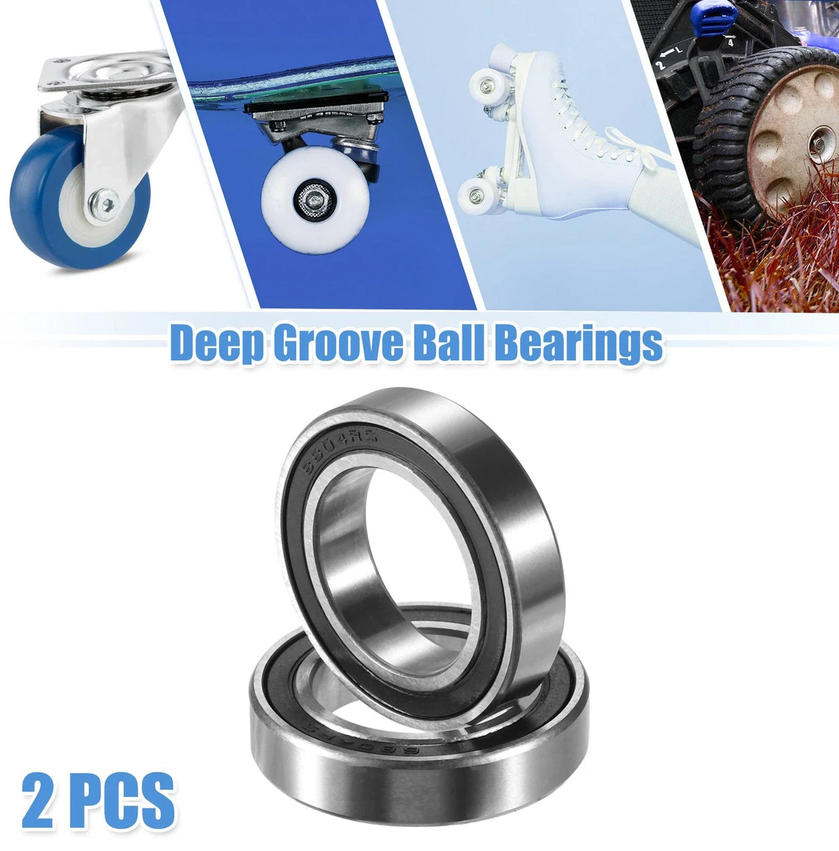 2 Pcs 6804-2RS Deep Groove Ball Bearings for Auto (20x32x7mm)