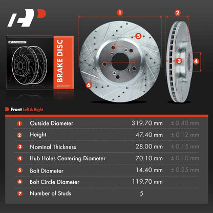 Front Drilled Rotors for Ridgeline (2006-2014) Honda