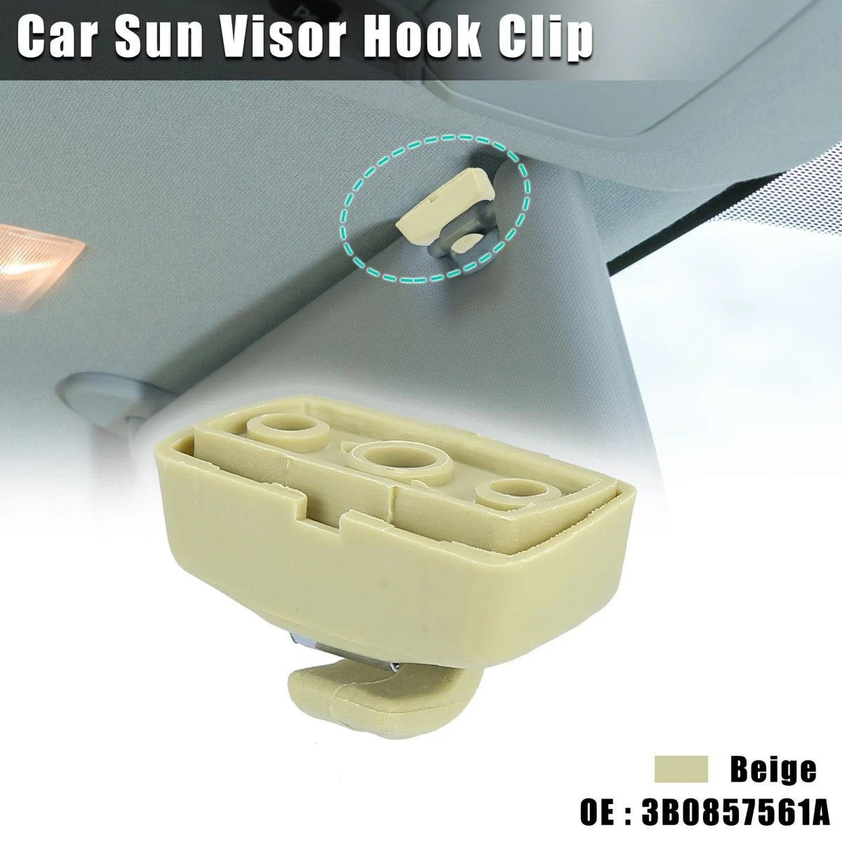 Visor Hook Clip Bracket for VW Golf Jetta Passat Beetle (1999–2005) 3B0857561A
