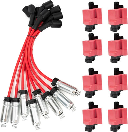 8x Ignition Coil & Spark Plug Wire for Chevy Silverado 1500 2500 (1999–2007)