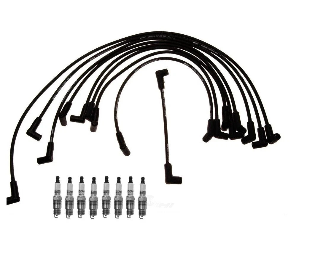 Set of 8 Ignition Wires for Chevy GMC (ACDelco, .045" Platinum Spark Plugs)