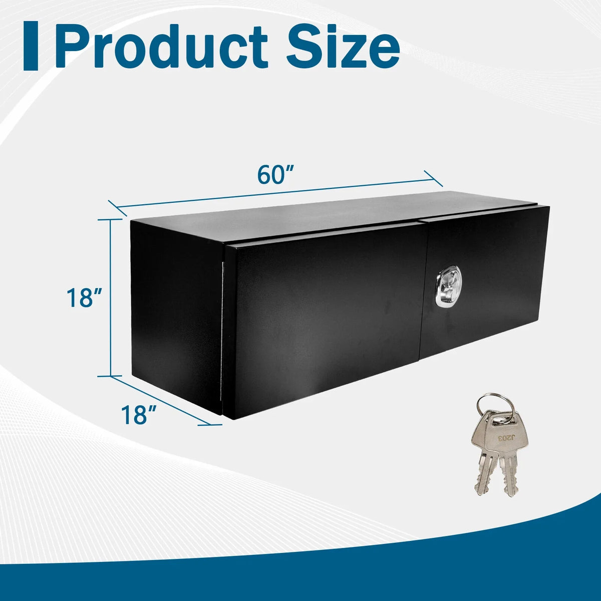 60" x 18" Black Steel Tool Box for Pickup Truck (Fits Most Models)