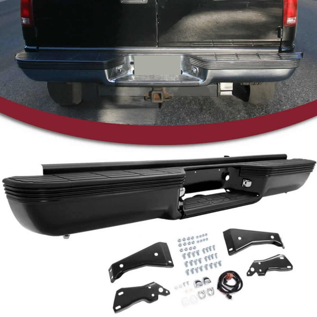 Black Rear Bumper for Chevrolet C1500 C2500 K1500 K2500 (1988–2000)