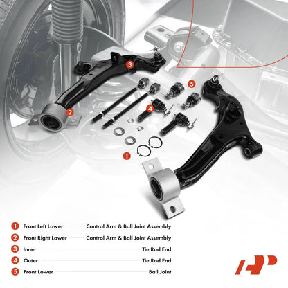 8-Piece Set of Front Lower Control Arms with Ball Joints for Nissan Maxima