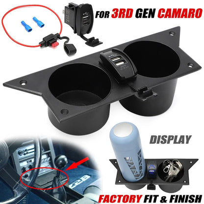 USB Charger Ash Tray Center Cup Holder for 1982-1992 Chevy Camaro