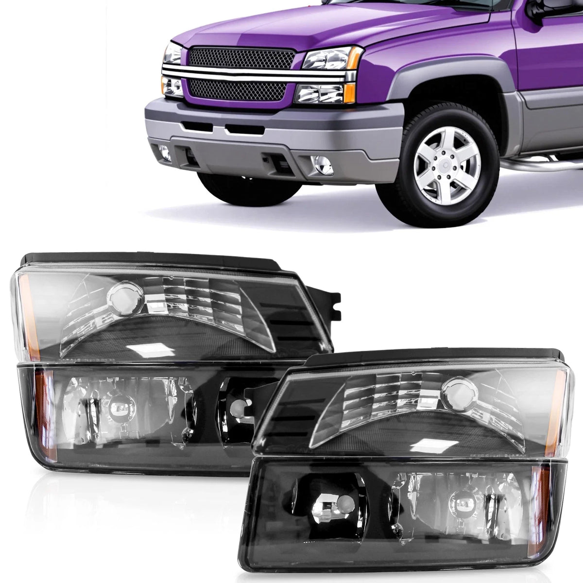 Front Bumper Lamp Pair for Chevy Avalanche (2002–2006) - Black