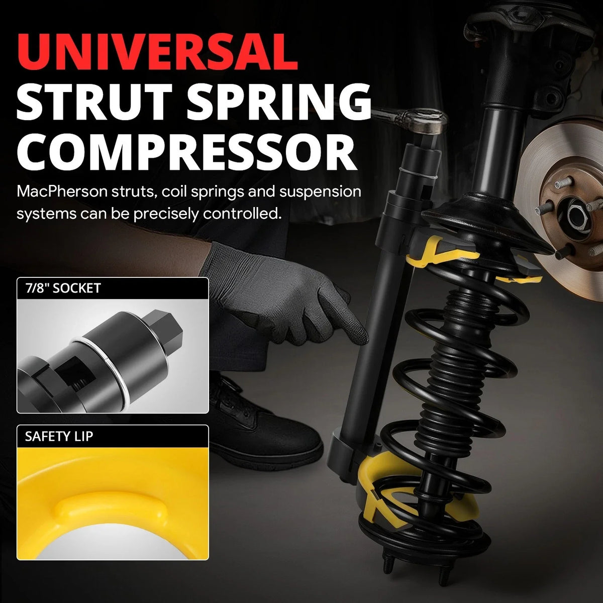 Spring Compressor Tool Set for Universal Applications (265mm, 5512 lbs Capacity)